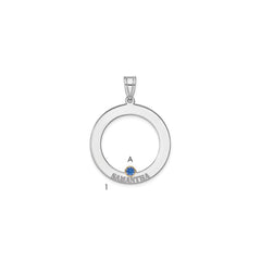 SS/Rhod-plated 1 Birthstone Circle with 14k Bezel Family Pendant