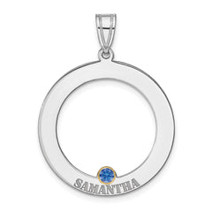 SS/Rhod-plated 1 Birthstone Circle with 14k Bezel Family Pendant