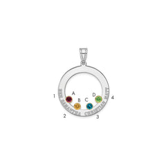 SS/Rhod-plated 4 Birthstone Circle with 14k Bezel Family Pendant