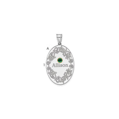 Sterling Silver Rhodium-plated/14k Bezel Crystal Family Pendant