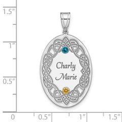 Sterling Silver Rhodium-plated Crystal Family Pendant - 10