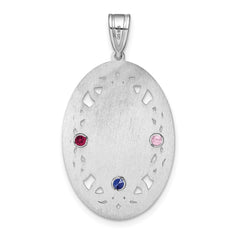 Sterling Silver Rhodium-plated Crystal Family Pendant - 11