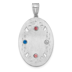 Sterling Silver Rhodium-plated Crystal Family Pendant - 12