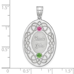 Sterling Silver Rhodium-plated Crystal Family Pendant - 2