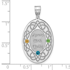 Sterling Silver Rhodium-plated Crystal Family Pendant - 3