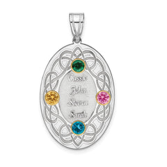 Sterling Silver Rhodium-plated/14k Bezel Crystal Family Pendant - 3
