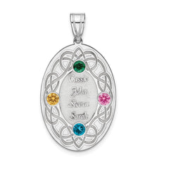 Sterling Silver Rhodium-plated Crystal Family Pendant - 7