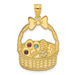 Sterling Silver/Gold-Plated 3 Birthstone with SS Bezel Easter Basket Pendan