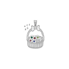 Sterling Silver 5 Birthstone with SS Bezel Easter Basket Pendant