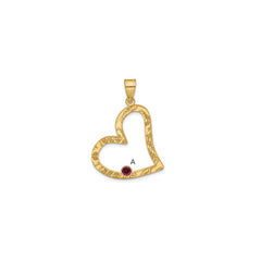 SS/Rhod-plated 1 Birthstone Heart with 14k Bezel Family Pendant