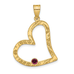 Sterling Silver/Gold-plated 1 Birthstone Heart with SS Bezel Family Pendant
