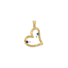 SS/Rhod-plated 2 Birthstone Heart with 14k Bezel Family Pendant