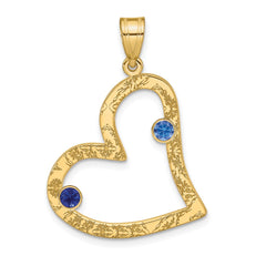 Sterling Silver/Gold-plated 2 Birthstone Heart with SS Bezel Family Pendant