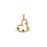 Sterling Silver/Gold-plated 4 Birthstone Heart with SS Bezel Family Pendant