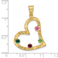 Sterling Silver/Gold-plated 4 Birthstone Heart with SS Bezel Family Pendant