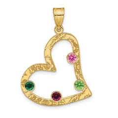 Sterling Silver/Gold-plated 4 Birthstone Heart with SS Bezel Family Pendant