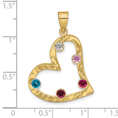 Sterling Silver/Gold-plated 5 Birthstone Heart with SS Bezel Family Pendant