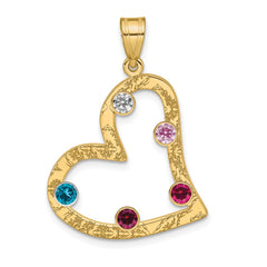 Sterling Silver/Gold-plated 5 Birthstone Heart with SS Bezel Family Pendant