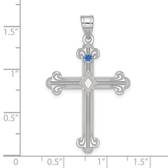 Sterling Silver Rh-plt Crystal Family Cross Pendant - 10