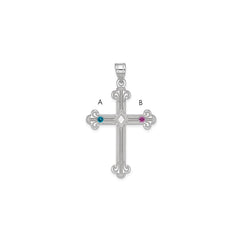 Sterling Silver Rh-plt Crystal Family Cross Pendant - 7