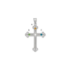 Sterling Silver Rh-plt Crystal Family Cross Pendant - 11
