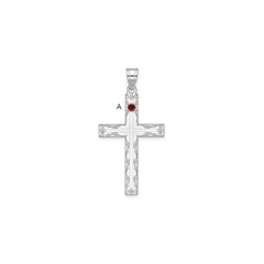 Sterling Silver Rh-plt/14k Bezel Crystal Family Cross Pendant - 12