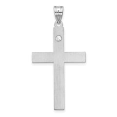 Sterling Silver Rh-plt Crystal Family Cross Pendant - 14