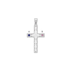 Sterling Silver Rh-plt Crystal Family Cross Pendant - 6