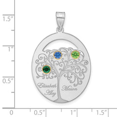 Sterling Silver/Rhod-plated 3 Birthstone with 14k Bezel Family Pendant - 2