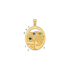 Sterling Silver/Gold-plated 3 Birthstone with SS Bezel Family Pendant