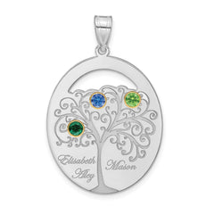 Sterling Silver/Rhod-plated 3 Birthstone with 14k Bezel Family Pendant - 2