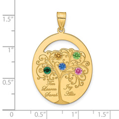 Sterling Silver/Gold-plated 5 Birthstone with SS Bezel Family Pendant