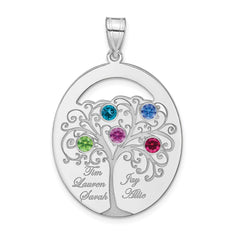 Sterling Silver/Rhod-plated 5 Birthstone with SS Bezel Family Pendant