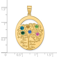 Sterling Silver/Gold-plated 6 Birthstone with SS Bezel Family Pendant
