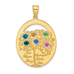Sterling Silver/Gold-plated 6 Birthstone with SS Bezel Family Pendant