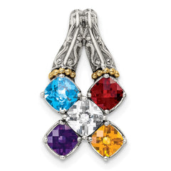 Sterling Silver Antiqued w/14k 5-stone Mother's Pendant - 2