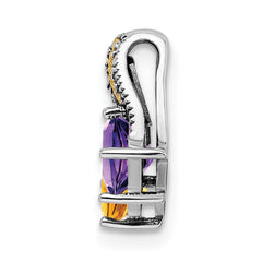 Sterling Silver Antiqued w/14k 2-stone w/Diamond Mother's Pendant - 4