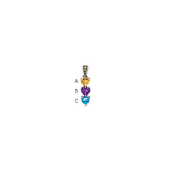 Sterling Silver Antiqued w/14k 3-stone Mother's Pendant Mounting - 2
