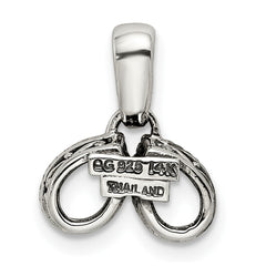 Sterling Silver Antiqued w/14k 2-stone w/Diamond Mother's Pendant