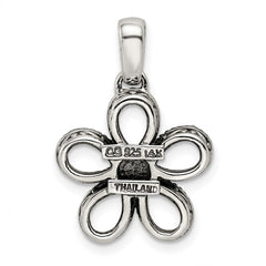 Sterling Silver Antiqued w/14k 5-stone w/Diamond Mother's Pendant - 7