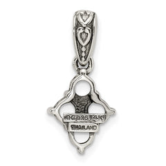 Sterling Silver Antiqued w/14k 4-stone w/Diamond Mother's Pendant - 8