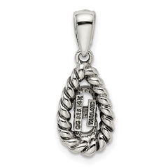 Sterling Silver Antiqued w/14k 2-stone w/Diamond Mother's Pendant - 6