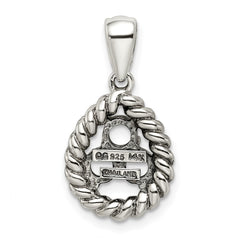 Sterling Silver Antiqued w/14k 3-stone w/Diamond Mother's Pendant - 5