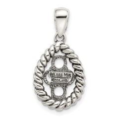 Sterling Silver Antiqued w/14k 4-stone w/Diamond Mother's Pendant - 5