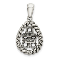 Sterling Silver Antiqued w/14k 5-stone w/Diamond Mothers Pendant Semi-Mount - 10
