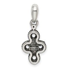 Sterling Silver Antiqued w/14k 4-stone w/Diamond Mother's Pendant - 4