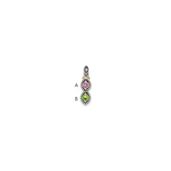 Sterling Silver Antiqued w/14k 2-stone w/Diamond Mothers Pendant Semi-Mount - 5