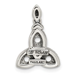 Sterling Silver Antiqued w/14k 3-stone w/Diamond Mothers Pendant Semi-Mount - 11