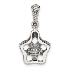 Sterling Silver Antiqued w/14k 5-stone w/Diamond Mother's Pendant - 5