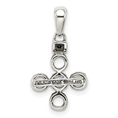 Sterling Silver Antiqued w/14k 5-stone w/Diamond Mothers Pendant Semi-Mount - 5